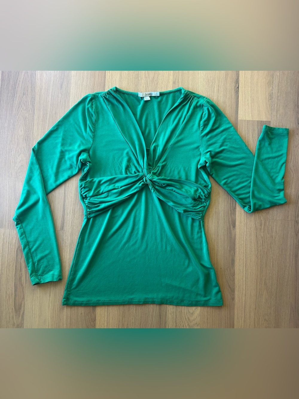Boden Green Twist Front V-Neck Long Sleeve Top WL672 Size US 6